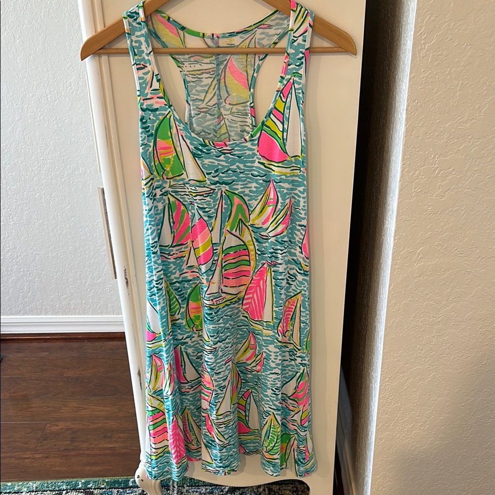Lilly Pulitzer Pink and Blue Halter Sundress